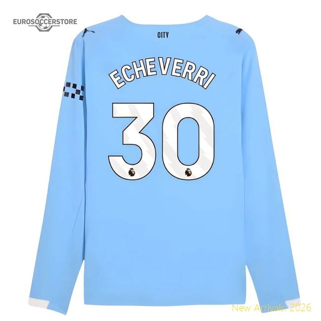 Authentic 2025-2026 Man City Authentic Long Sleeve Home Shirt