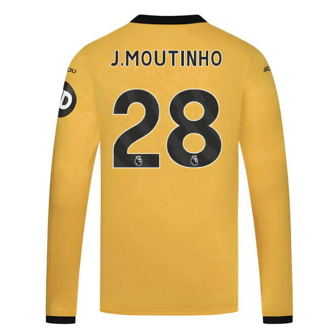 Original 2025-2026 Wolves Long Sleeve Home Shirt (J.Moutinho 28)