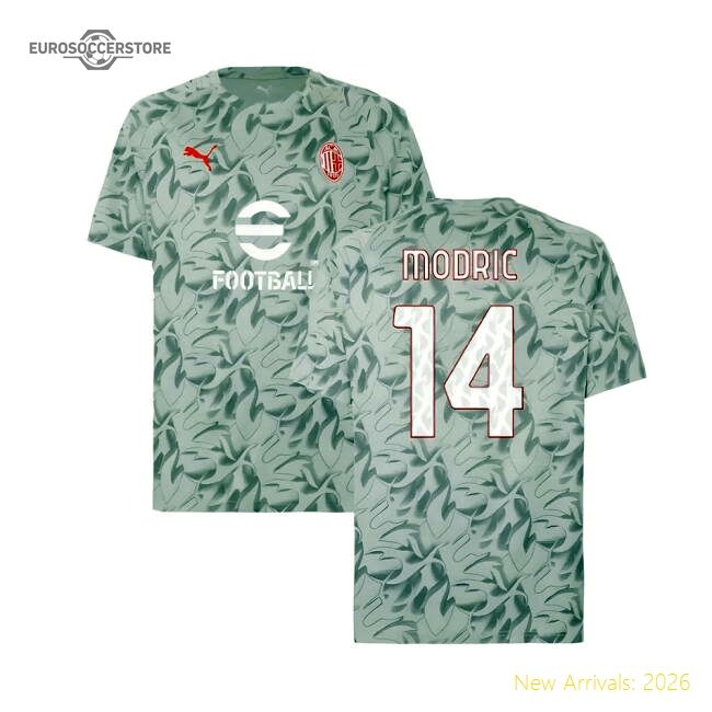 2025-2026 Ac Milan Warm Up Fan Jersey (smokey Gray) (modric 14)