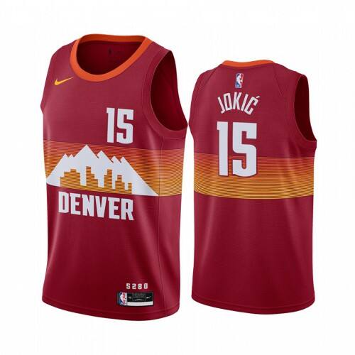 Nuggets #15 Nikola Jokic Durable 2020 City NBA Jersey - Red Swingman