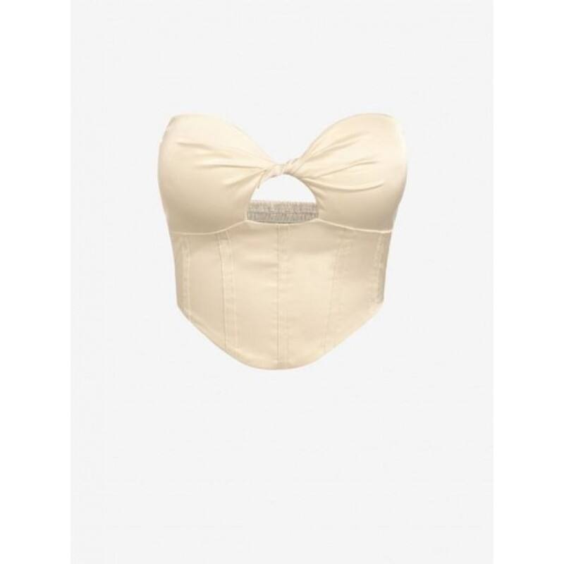 Satin Smocked Twisted Bandeau Corset Top MH8355