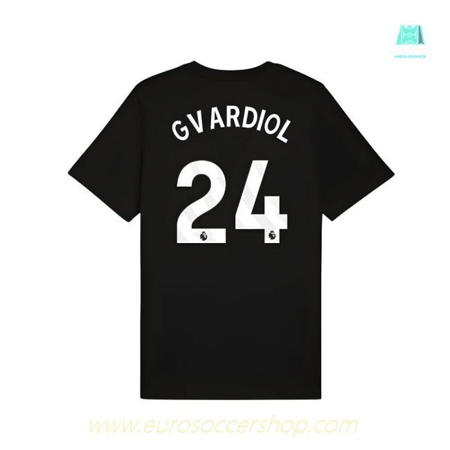 2025-2026 Man City FtblESS Tee (Black) (Gvardiol 24)