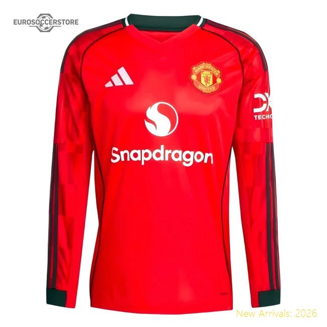 Premium 2025-2026 Man Utd Long Sleeve Home Shirt - Premium Quality