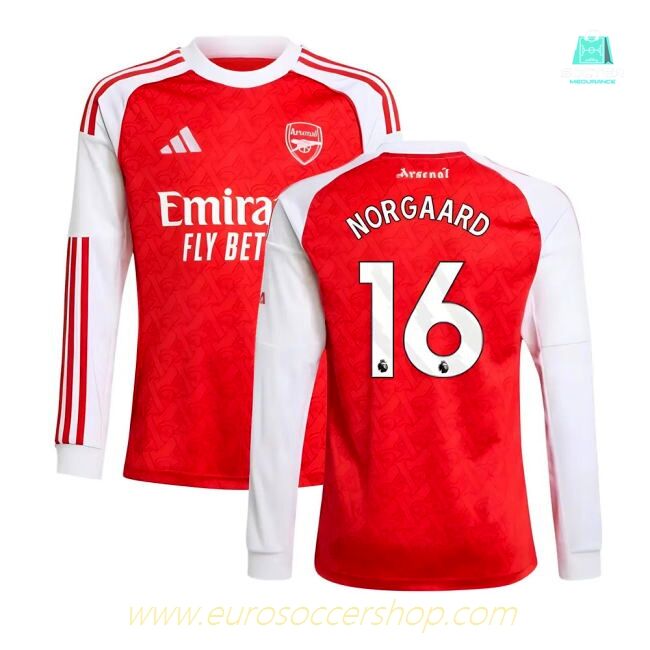 2025-2026 Arsenal Long Sleeve Home Shirt (Kids) (Norgaard 16)