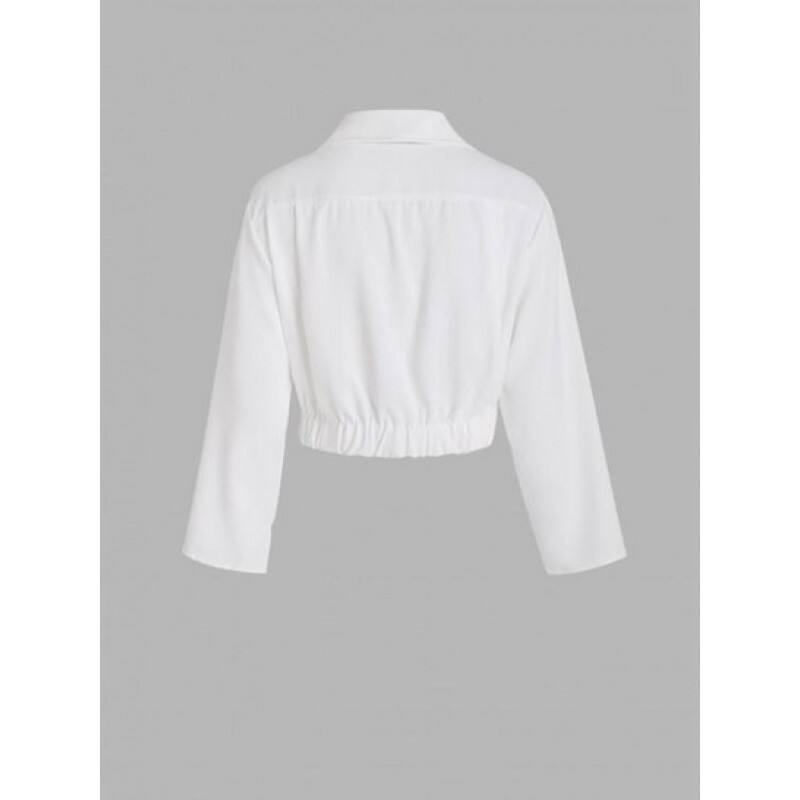 Slit Sleeve Ruched Collared Top ZC6542