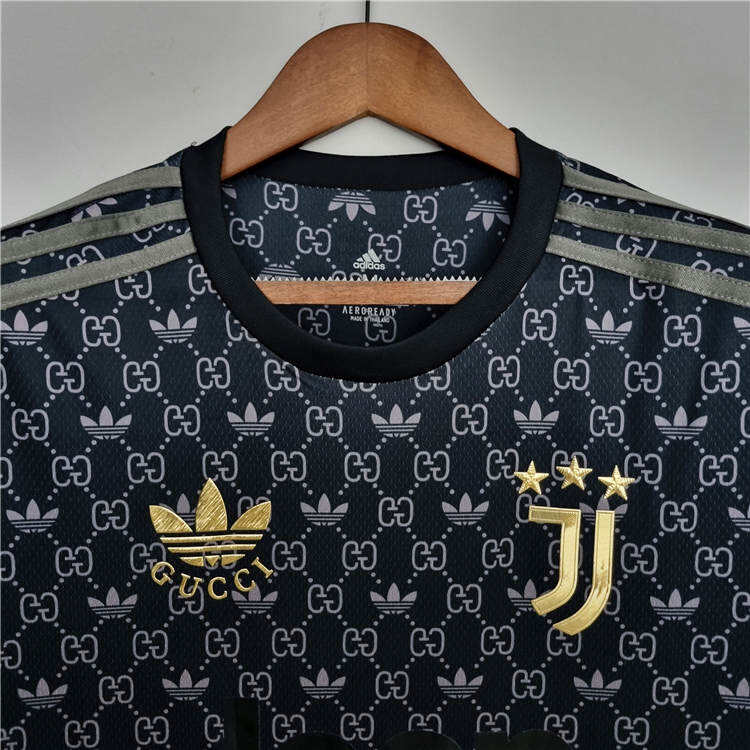 2223 Juventus Gucci Black Soccer Jersey Football Shirt - Official