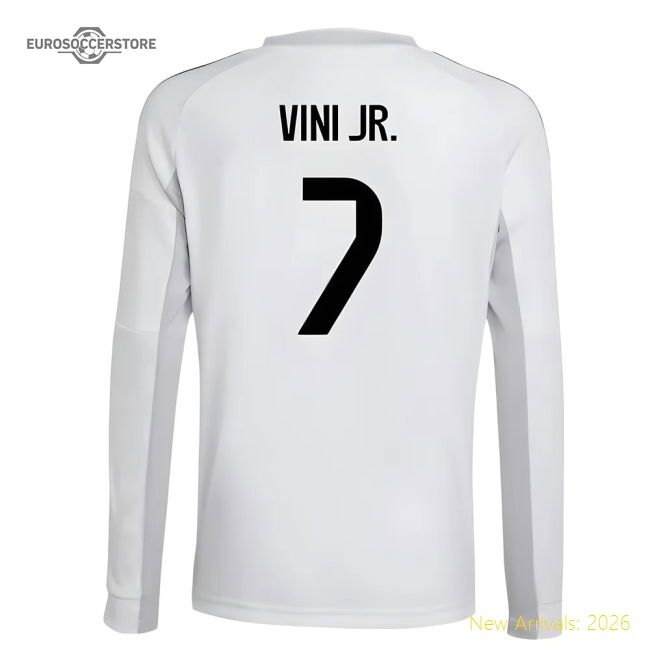 2025-2026 Real Madrid Long Sleeve Home Jersey (kids) (vini Jr 7)