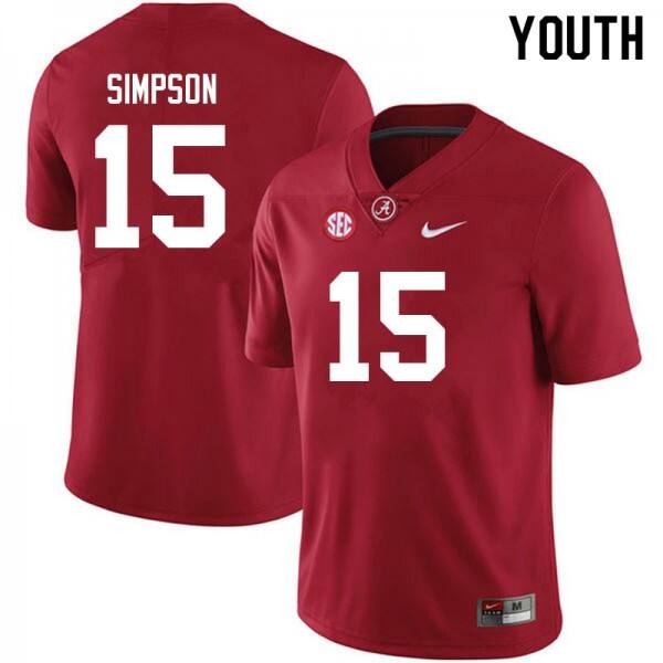 Youth(kids) Alabama Crimson Tide Ty Simpson #15 Roll Tide Jersey