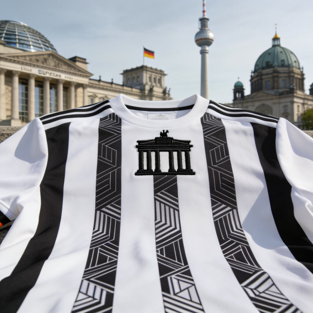 Germany 2024 European Championship Home Jersey: Modernist Architectural Aesthetics and Digital Reconstruction of the Brandenburg Gate