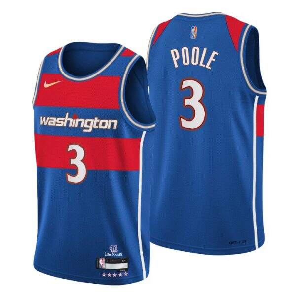Washington Wizards #3 Jordan Poole Men¡¯s Nike Blue 2021/22 Swingman NBA Jersey ¨C City Edition