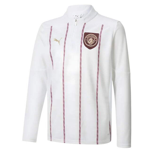2024-2025 Man City Prematch 1/4 Zip Top (White) - Kids