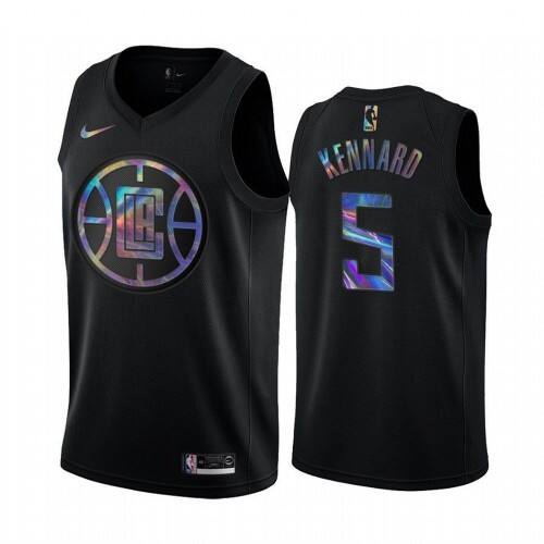 Nike Los Angeles Clippers #5 Luke Kennard Mens Iridescent Holographic Collection NBA Jersey ¨C Black Mens