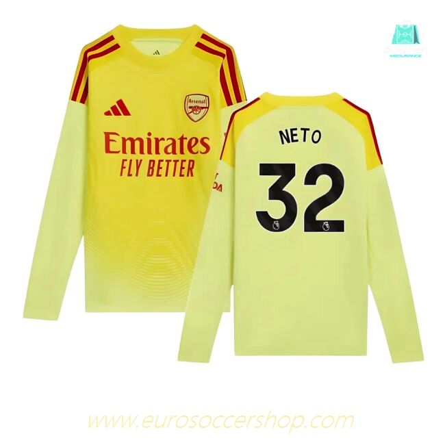 2025-2026 Arsenal Home Goalkeeper Shirt (Yellow) - Kids (Neto 32)