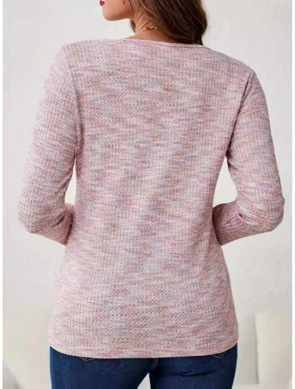 Women's Tunic Elegant Fashion Long Sleeve Regular Tops V Neck Daily Spring Fall