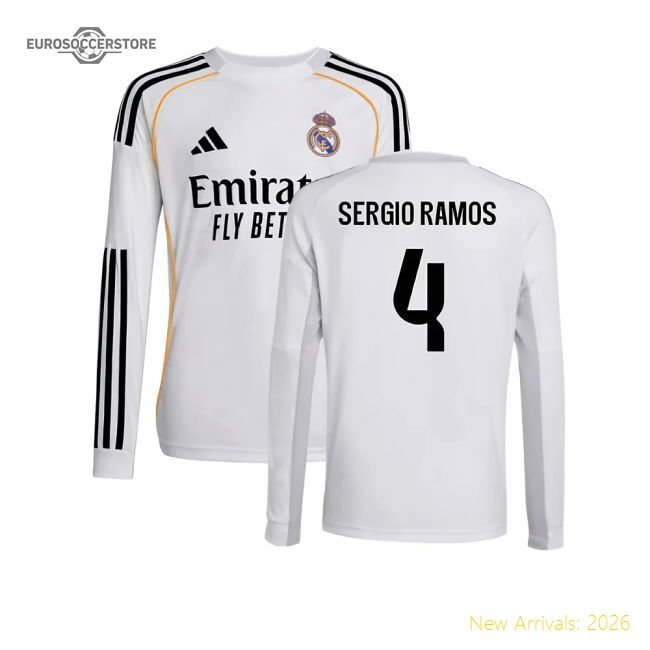 2025-2026 Real Madrid Long Sleeve First Jersey (kids) (sergio Ramos 4)