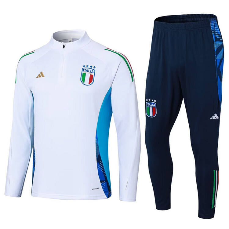 2024 Italy Half zip Tracksuit - White - Official Replica 6446