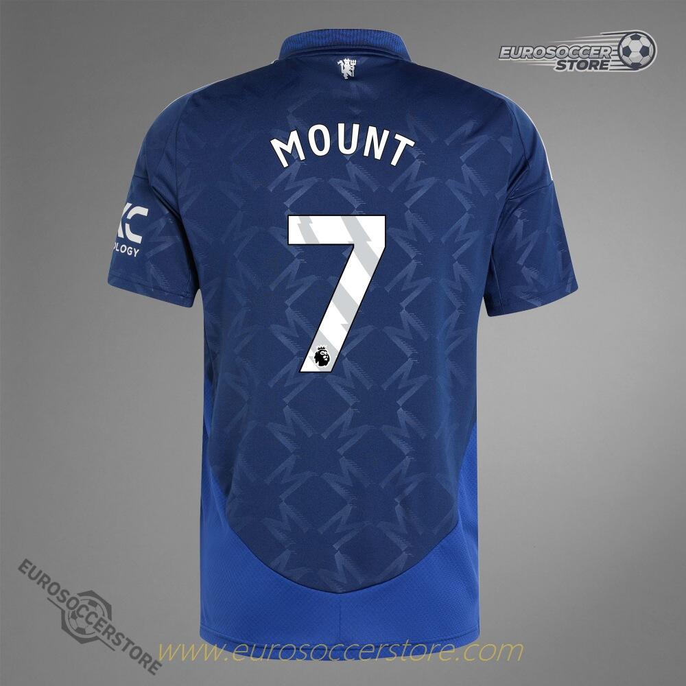 Away Jersey for Manchester United, featuring MOUNT 7, designed for the 24-25 season.