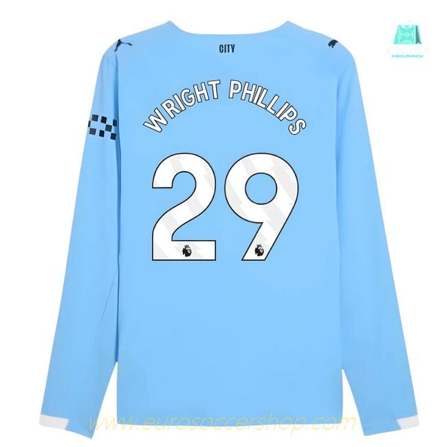 2025-2026 Man City Authentic Long Sleeve Home Shirt (Wright Phillips 29)