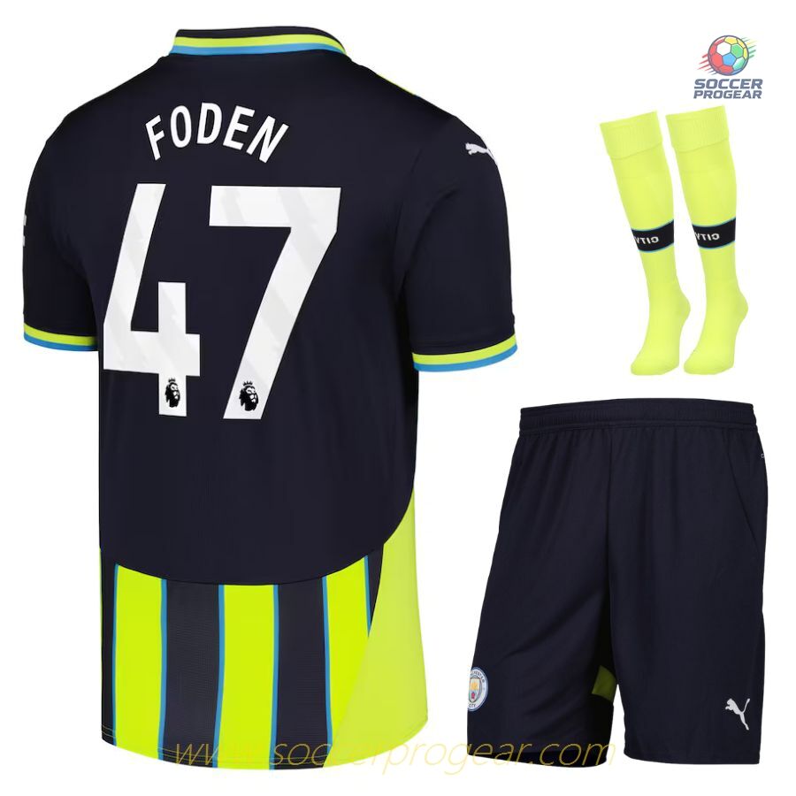 Manchester City Away Child Kit Football Jersey 2024/25 Collection Foden