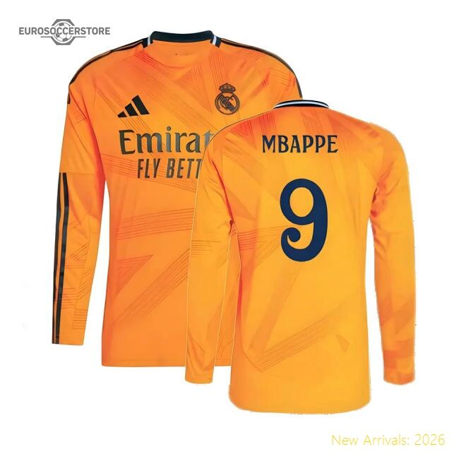 2024-2025 Real Madrid Long Sleeve Road Jersey (mbappe 9)