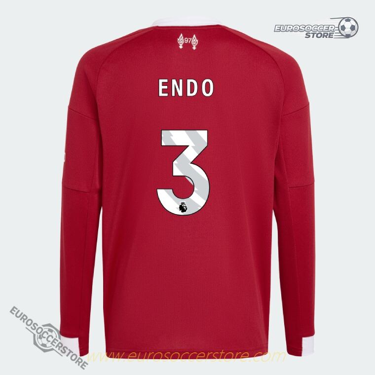 Liverpool's 25-26 Season Home Long Sleeve Jersey Featuring ENDO #3