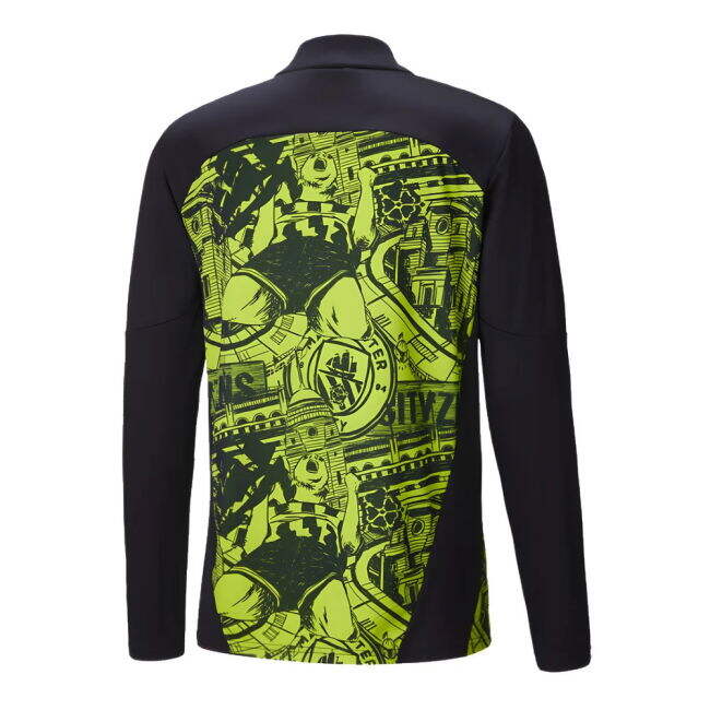 2024-2025 Man City Prematch 1/4 Zip Top (Yellow Glow)