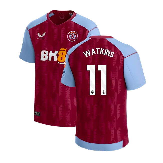 2023-20 Aston Villa Home Football Shirt Watkins Name & Number L M S