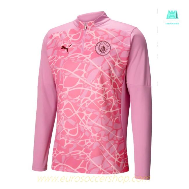2024-2025 Man City Prematch 1/4 Zip Top (Pink)