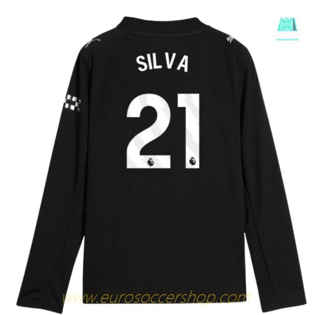 2025-2026 Man City Long Sleeve Away Shirt (Kids) (Silva 21)