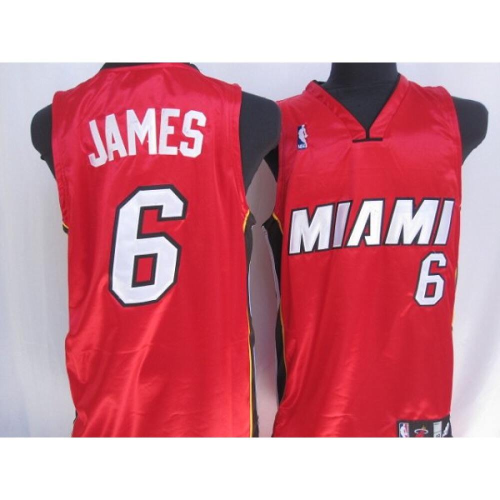 Performance Rare Men's MIA #6 LeBron Red Basketball Jersey