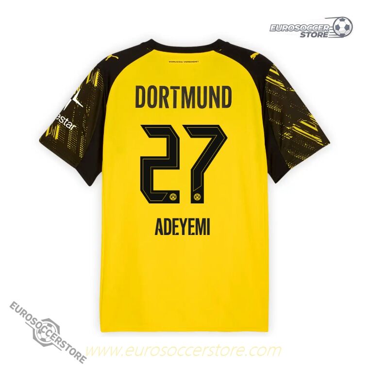 Borussia Dortmund 25-26 Season Home Jersey Featuring ADEYEMI with Number 27