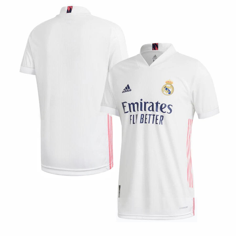 Real Madrid 20-21 Home WhitePink Soccer Jersey Shirt - Official