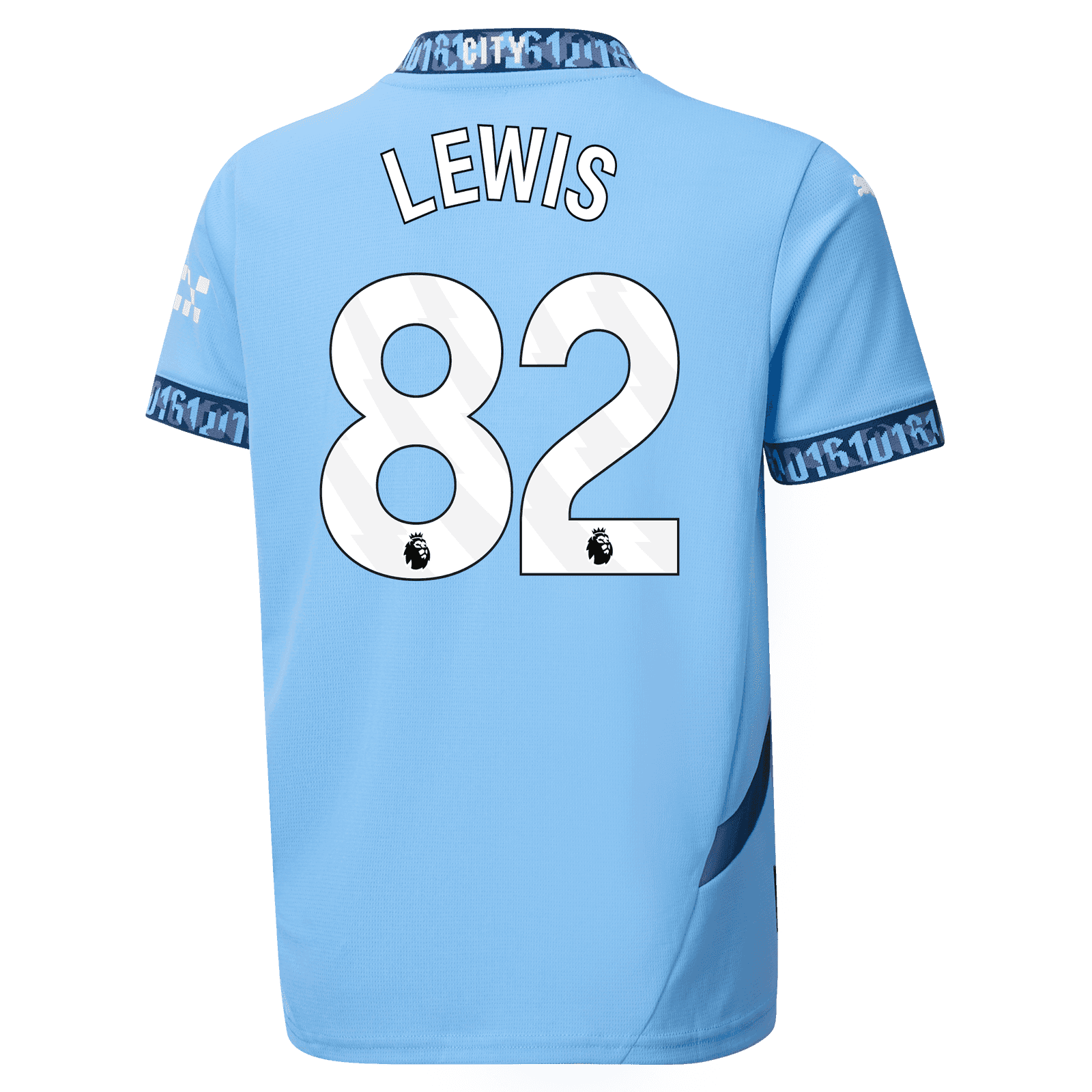 Rico Lewis' 82 Home Jersey for Manchester City in the 24-25 season.