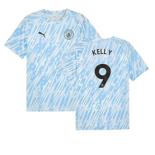 Match Quality Football Man City Warm Up Jersey Silver Sky Kelly #9...