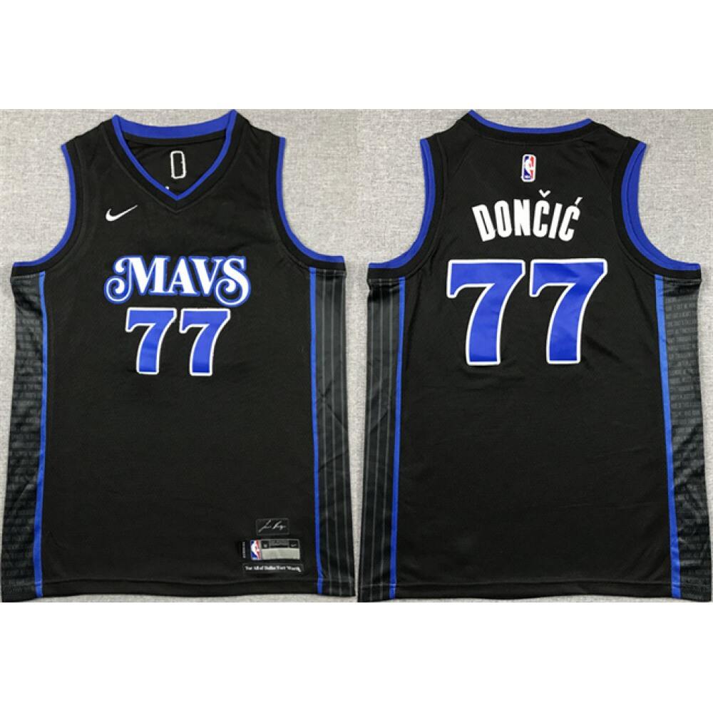 High-Quality Dallas Mavericks 77 Jersey Black City Edition - Fan Favorite
