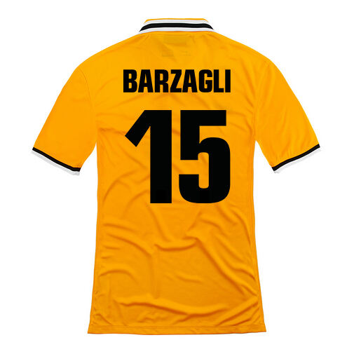 13-14 Juventus 15 Barzagli Away Yellow Jersey Shirt - Official