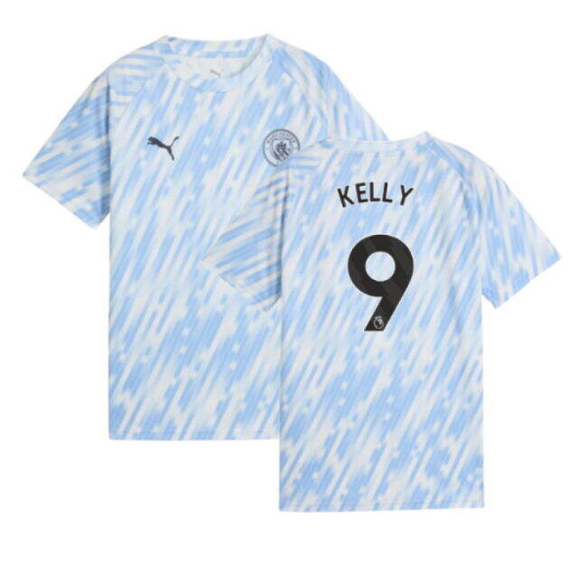 2025-2026 Man City Warm Up Jersey (Silver Sky) - Kids (Kelly 9)