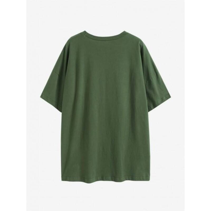 Mushroom Print Drop Shoulder T Shirt MS9430