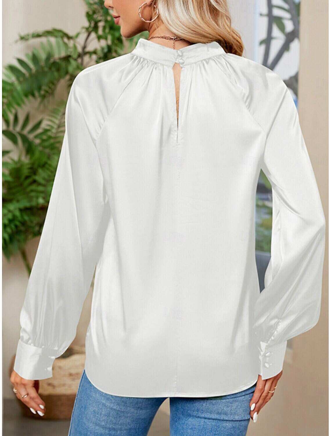 Women's Satin Shirt Blouse Party Work Ladies Stylish Long Sleeve Fall Winter