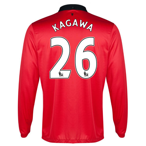 13-14 Manchester United 26 Kagawa Home Long Sleeve Jersey Shirt -