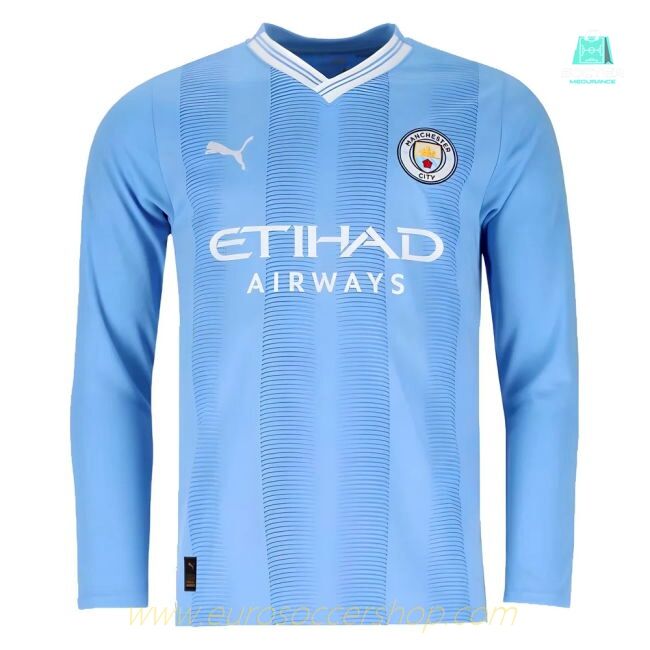 2023-2024 Man City Long Sleeve Home Shirt