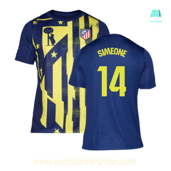 2025-2026 Atletico Madrid Pre-Match Shirt (Blue-Yellow) (Simeone 14)