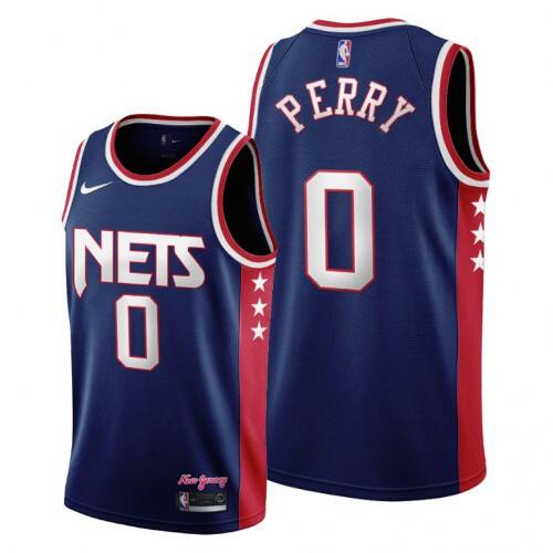 Brooklyn Brooklyn Nets #0 Reggie Perry Womens 2021-22 City Edition Throwback 90s Wordmark Navy NBA Jersey Womens