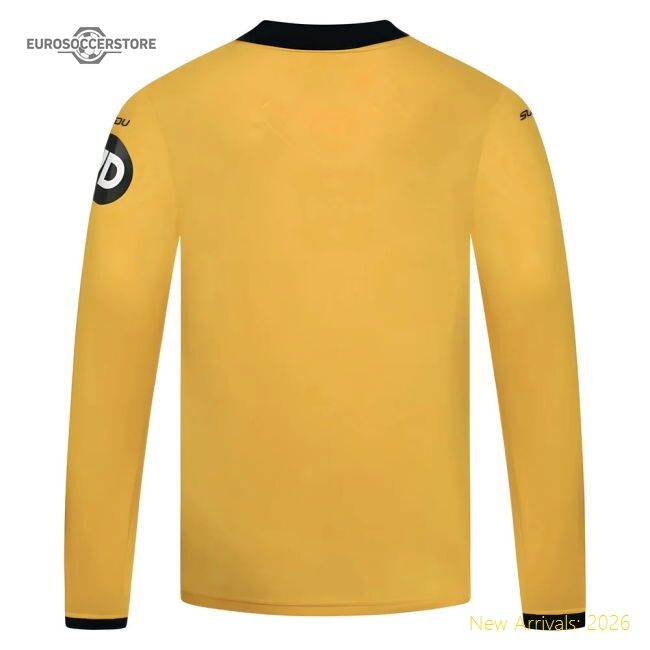 Official 2025-2026 Wolves Long Sleeve Home Shirt - Kids - Premium