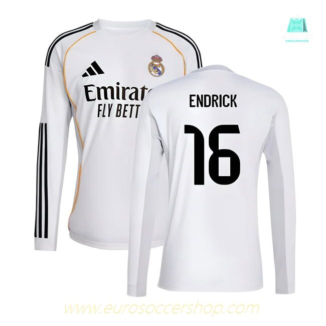 2025-2026 Real Madrid Long Sleeve Home Shirt (Endrick 16)
