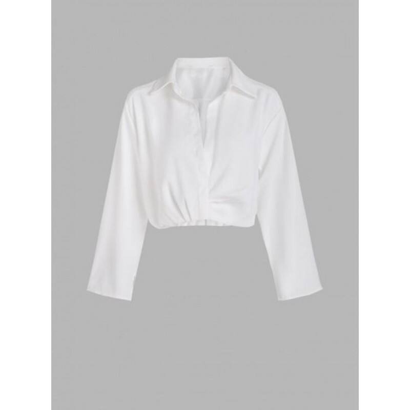 Slit Sleeve Ruched Collared Top ZC6542