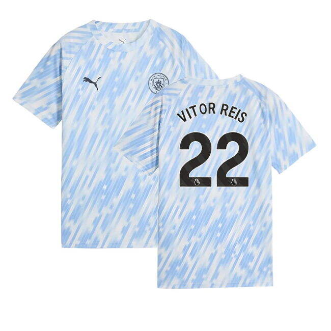 2025-2026 Man City Warm Up Jersey (Silver Sky) - Kids (Vitor Reis 2...