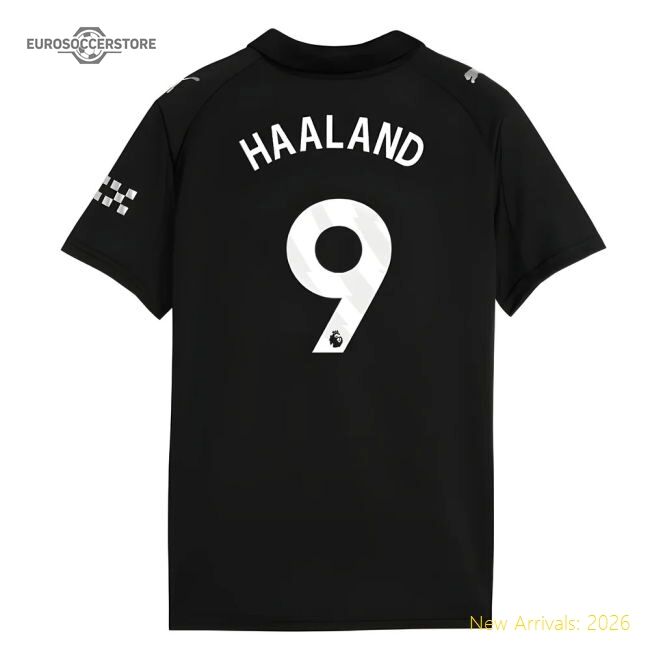 Official 2025-2026 Man City Away Shirt (kids) (haaland 9) - Premium