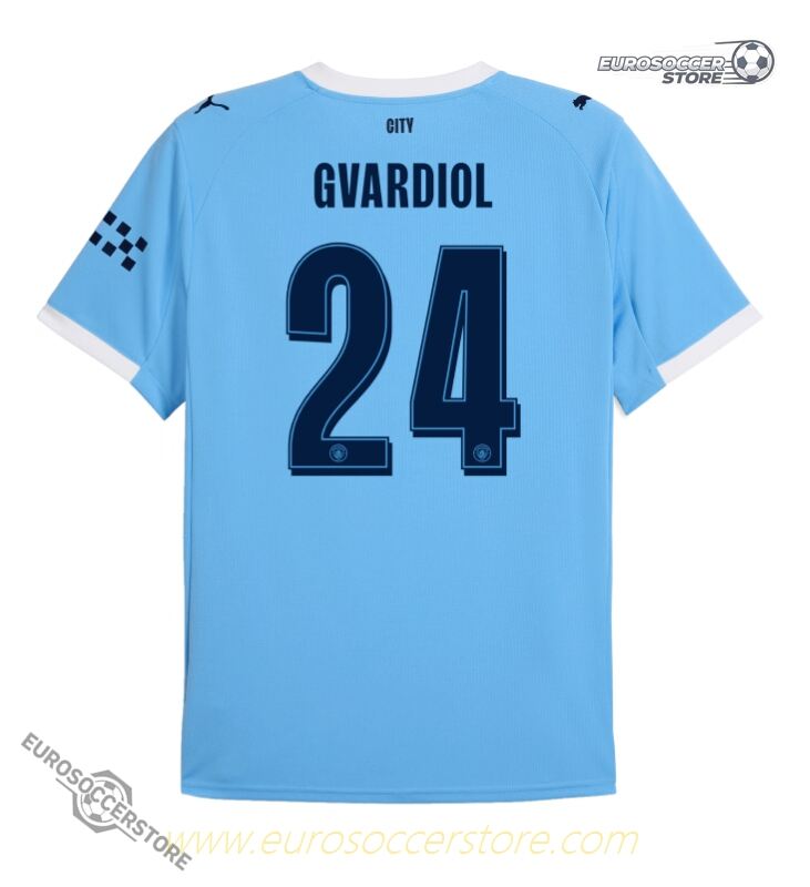 Gvardiol's 24 Manchester City Home UCL Jersey for the 25-26 season.