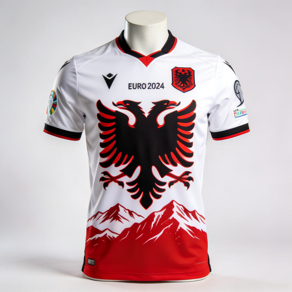 Albania Eagle Jersey The powerful red and black eagle with mountain landscape details
